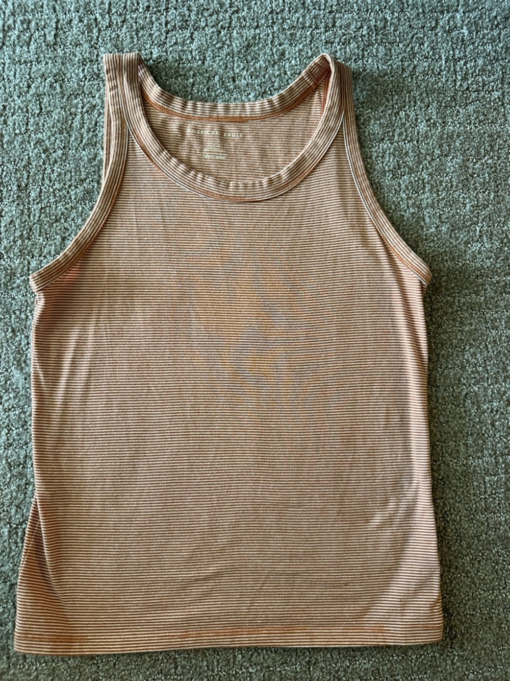American Eagle Outfitters Brown and White Striped Rib Tank Top